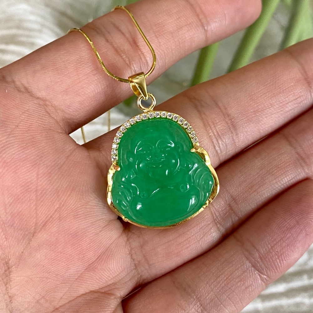 Real Jade Buddha, 14K Gold Plated Silver OFFER